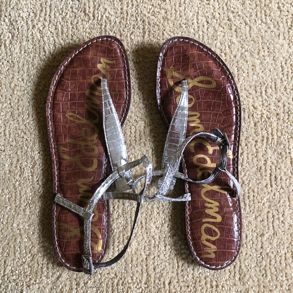Silver thong sandals